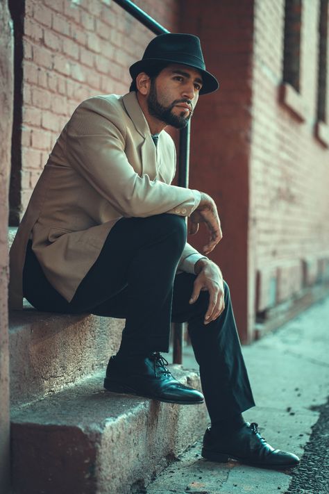 Photo of Man Sitting on Stairway · Free Stock Photo Sitting On Stairs Poses, Poses On Stairs, Stairs Poses, Sitting On Stairs, Men Poses, Ny Outfits, Blur Photo, Man Sitting, Male Man