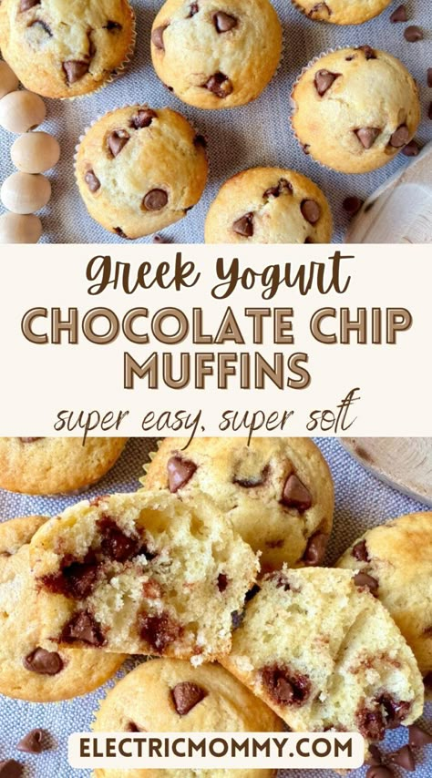 Healthy Baked Goods For Breakfast, Easy Healthy Breakfasts Kids, Greek Yogurt Recipes Muffins, Chocolate Chip Yogurt Muffins, Mini Oatmeal Chocolate Chip Muffins, Ww Chocolate Chip Muffins, Chocolate Chip Muffins With Yogurt, Muffin Recipes Greek Yogurt, Healthy Recipes Muffins