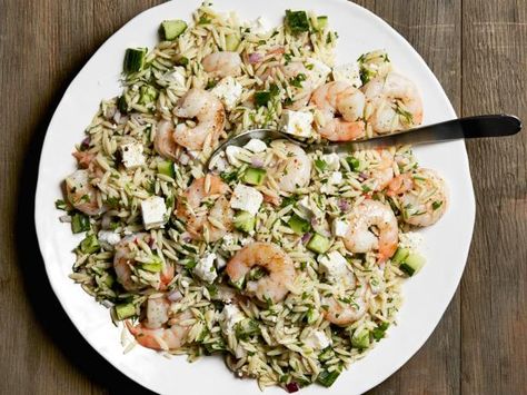 Get Roasted Shrimp and Orzo Recipe from Food Network Roasted Shrimp With Feta Ina Garten, Shrimp Recipes Ina Garten, Ina Garten Shrimp Orzo Salad, Shrimp And Orzo Salad Ina Garten, Roasted Shrimp And Orzo Ina Garten, Ina Garten Shrimp Salad, Ina Garten Greek Orzo Salad, Orzo Salad Ina Garten, Ina Garten Orzo Salad