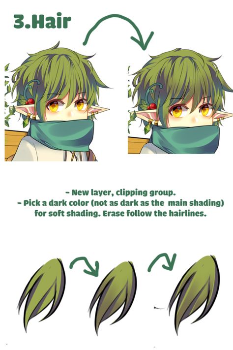 art-tutorials — rabikuntrash: My friends asked me for an... How To Render Hair Anime, Hair Rendering Tutorial, Coloring Tips, Paint Tool Sai, Makeup Eyes, 캐릭터 드로잉, Coloring Tutorial, Poses References, Digital Painting Tutorials