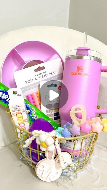 Evie Pearl Handmade | Jenni Shields on Instagram: "Teen Easter Basket Inspo!! Just finished all my kids baskets at the very last second. Now I need to stuff eggs but… not eat the delicious chocolate candy I bought.😂 Wish me luck! Happy Easter Eve friends! 🐰

#easterbasket #easterbaskets #easterbasketideas #easterbasketstuffers #teenstyle" Easter Basket Ideas For Girls 3-5, Teenager Easter Basket, Easter Teens, Teen Easter, Teen Easter Basket, Girls Easter Basket, Kids Baskets, Easter Egg Basket, Wish Me Luck