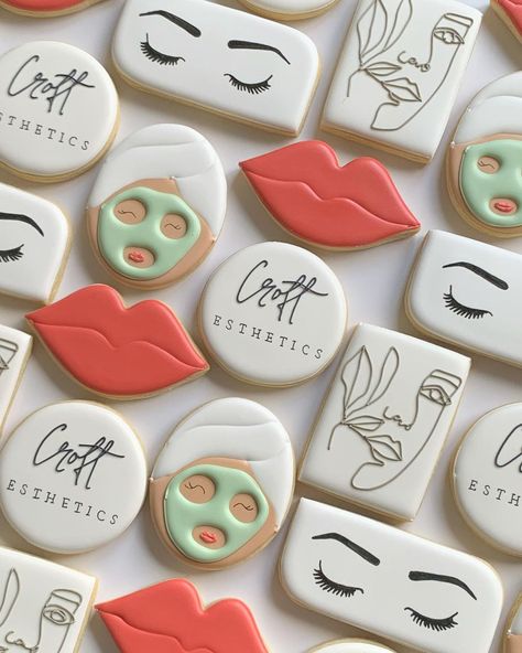 Spa Cookies, Business Launch Party, Spa Food, Esthetics Room, Cookie Business, Sugar Cookie Designs, Cookies Decorated, Spa Party, Cookie Art