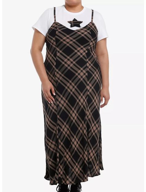 Brown & Black Plaid Star Twofer Maxi Dress Plus Size White Baby Tee, Plus Size Hot, Maxi Dress Plus Size, Plus Size Looks, Social Dresses, Plus Size Maxi Dresses, Hoodie Girl, Plus Dresses, Dress Plus Size