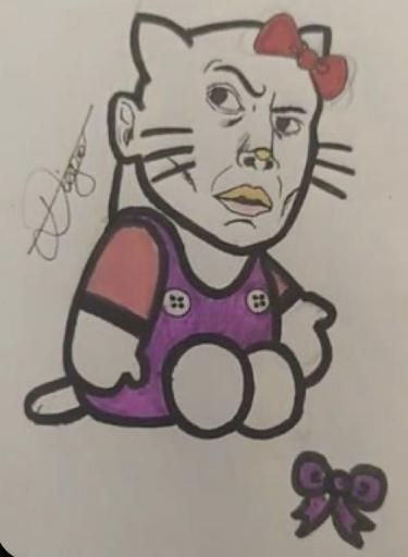 A Drawing, Hello Kitty, Kitty, Purple