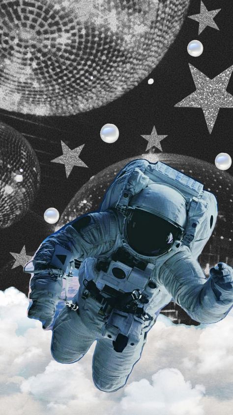 #space #astronaut #disco #surrealism #moon #trippy #flying #partytime #collage Space Astronaut, Party Time, Surrealism, Sci Fi, Moon, Collage