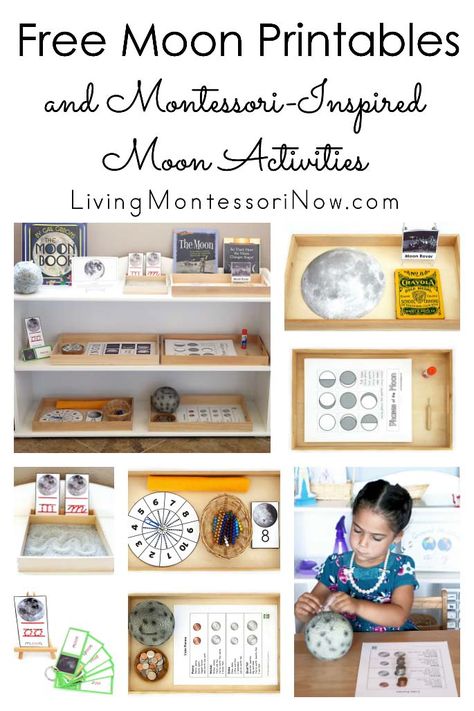 Moon Unit, Moon Activities, Montessori Activities Preschool, Preschool Montessori, Montessori Science, Montessori Printables, Montessori Lessons, Space Unit, Montessori Homeschool