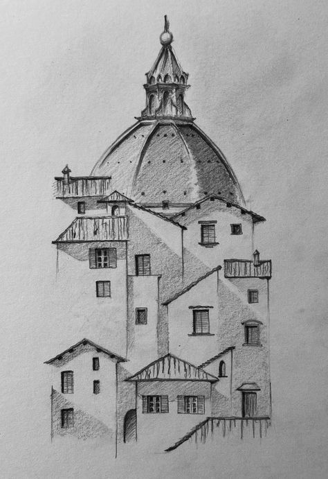 Pencil drawing on 300 g/m2 paper Dimensions: 21 x 29 cm Drawing Of House Sketches, Pen Art Buildings, Sketch Ideas Building, Building Sketch Easy, Building Sketches Pencil, Famous Building Sketches, Simple Architecture Drawing Sketches, Street Sketch Urban Sketchers, Sketch Building Architecture