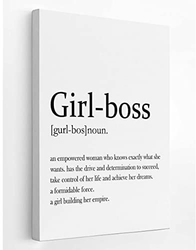 HONLUNG Girl-Boss Definition Feminist Quote Canvas Wall Art Prints 11x14 Inch Black and White Prints Decor For Home Bedroom Living Room Office,Motivational Gifts for Female Boss,Mentor Gift Boss Lady Sign, Girl Boss Quotes Hustle, Girl Boss Definition, Girl Boss Quotes Business, Woman Empowerment Wall Art, Happy Boss, Boss Birthday Gift, Boss Birthday, Boss' Day