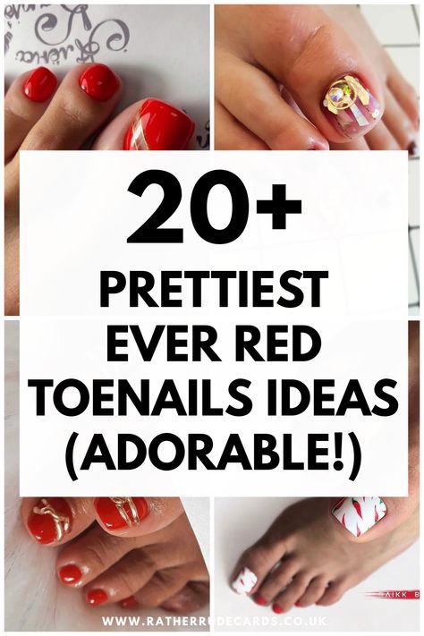 Best red toe nails ideas and best red toenails pedicure designs ideas Red French Pedicure Ideas, Holiday Pedicure Toenails, Summer Red Toe Nails, Red Nails Feet Pedicures, Red And White Pedicure, Red And Gold Toe Nails, Fall Toenail Ideas, September Toe Nail Ideas, Valentine Pedicure Designs Toenails