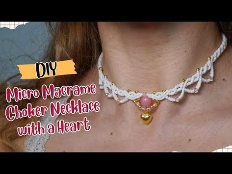 DIY Gentle Micro Macrame Choker Necklace Easy Step by Step Tutorial - YouTube Macrame Necklace Patterns Tutorials, Micro Macrame Choker, Macrame Choker Tutorial, Macrame Stone Wrapping Tutorial, Diy Macrame Necklace Tutorial, Macrame Necklace Tutorial, Diy Macrame Necklace, Stone Wrapping Tutorial, Macrame Choker Necklace