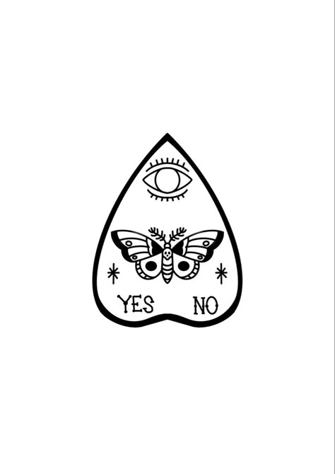 Ouija Planchette Tattoo Simple, Planchette Tattoo Simple, Ouji Board Tattoo, Tattoo Stencil Outline Simple, Traditional Tattoo Flash Black, Ouija Board Tattoo, Planchette Tattoo, Ouija Tattoo, Tumblr Tattoo