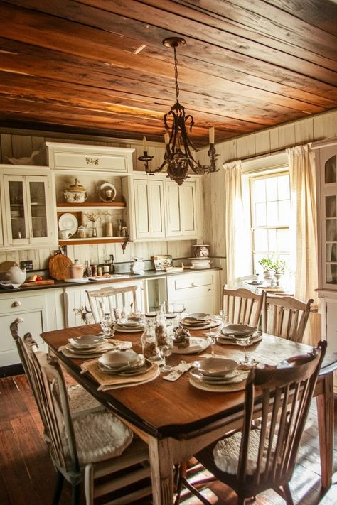 15 Old Farmhouse Kitchen Ideas with Timeless Appeal! - My Decor Inspo Old Farm Style House Interior, Modern Country Kitchen Decor, Old Vintage House Interior, Vintage Farm Kitchen, 1800s Farmhouse Kitchen, Old Farmhouse Kitchen Rustic, Old Farmhouse Dining Room, Colonial Home Kitchen, Old School Farmhouse