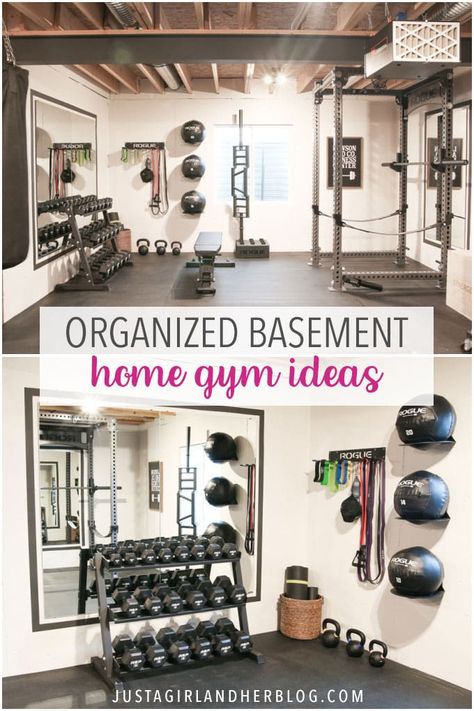 Organized Basement, Basement Home Gym, Basement Gym Ideas, Home Gym Basement, Gym Organizer, Home Gym Ideas, Basement Organization, Dream Home Gym, Basement Home