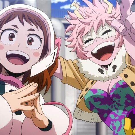 Mina And Uraraka Matching Icons, Mina And Ochako, Mina And Uraraka, Mha Screenshots, Cat Core, Mha Pfp, Mha Characters, Mina Ashido, Ochaco Uraraka