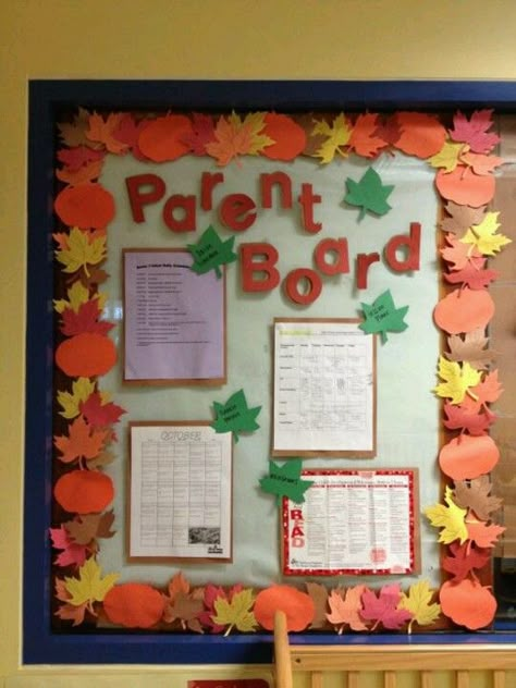 My assistant Gabby did such an amazing fall parent board! Cute Fall Classroom Decorations, Classroom Parent Board Ideas, Daycare Fall Bulletin Boards, Fall Decor Daycare, Fall Infant Room Decorations, Fall Bulletin Boards For Daycare Infants, Fall Parent Board Ideas Daycare, Parents Board Daycare, Daycare Parent Board Ideas