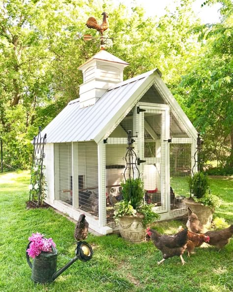 The Girls of Eleven Gables are so happy it’s the weekend! I’m happy the flowers are blooming and it’s officially warm weather! If you are… Chicken Coop Garden Shed, Cute Chicken Coops, Chicken Coup, Diy Chicken Coop Plans, Coop Design, Diy Chicken, Chicken Coop Designs, Chicken Garden, Coop Plans