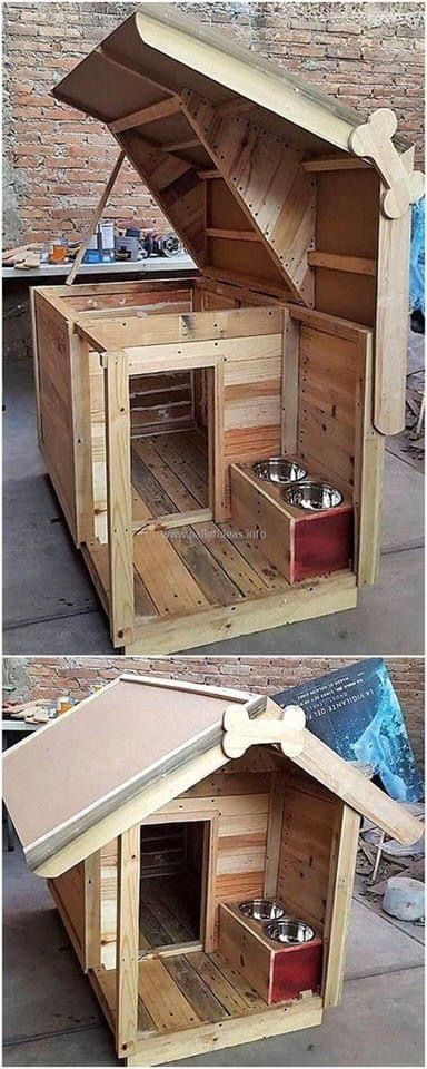 Building A Dog Kennel, Pallet Dog House, Build A Dog House, Dog House Plans, Cool Dog Houses, Dog House Diy, Dog Rooms, Diy Dog, Outdoor Dog