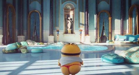 Minion in a red thong Minions Trailer, Minions Jokes, One Eyed Minion, Minion Humour, Minions 2, Minion Gif, Animiertes Gif, Minion Movie, Minions Love