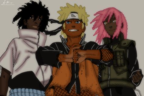 Naruto Black Edit, Blasian Naruto, Animated Pfp, Poc Characters, Brown Anime, Black Manga, Poc Anime, Blk Edits, Black Profile