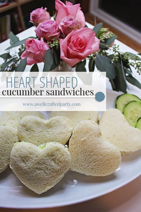 Heart Shaped Cucumber Sandwiches for Valentine's Day Tea or Spa Party http://www.awellcraftedparty.com/2017/02/08/heart-shaped-cucumber-sandwiches-valentines-day-tea-spa-party/ Heart Shaped Sandwiches, Heart Sandwiches, Shower Goals, Sandwich Shapes, Cucumber Tea Sandwiches, Tea Party Sandwiches, Tea Spa, Valentines Dinner, Cucumber On Eyes