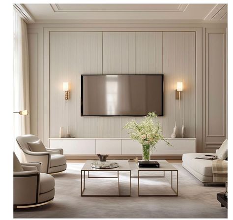 Luxury Tv Wall, Modern Classic Living Room, Living Room Classic, Living Tv, Neoclassical Interior, Latest Living Room Designs, Living Room Tv Unit, Tv Room Design, Classic Living Room