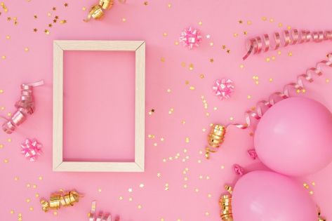 Photo frame mock up with space for text,... | Premium Photo #Freepik #photo #background #frame #birthday #gold Birthday Tarpaulin Background, Pink Birthday Background, Bday Background, Birthday Tarpaulin, Birthday Tarpaulin Design, Baby Dedication Invitation, Dedication Invitations, Tarpaulin Design, Birthday Photo Background