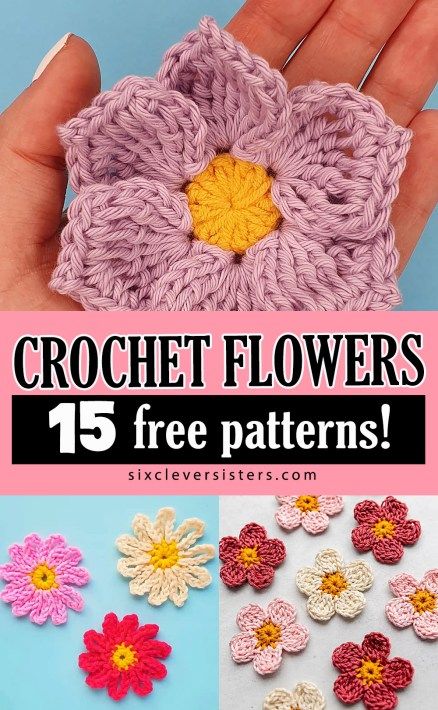 Crochet A Flower, Crochet Small Flower, Crochet Flower Hat, Diy Crochet Flowers, Flower Coaster, Crochet Flowers Easy, Easy Crochet Animals, Crochet Flowers Free Pattern, Crochet For Beginners Blanket