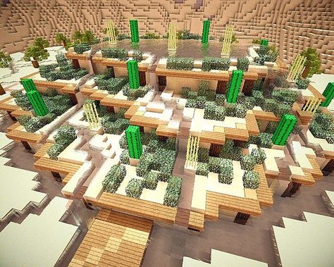 Desert Oasis Minecraft Project Minecraft Desert Oasis Builds, Minecraft Desert Library, Minecraft Desert Garden, Minecraft Oasis Ideas, Oasis Minecraft, Minecraft Desert Builds, Minecraft Oasis, Minecraft Temple, Minecraft Desert