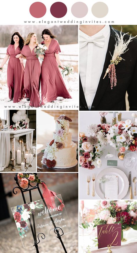 light rose and pale blush romantic winter wedding colors Wedding Color Schemes Winter, Winter Wedding Color Palette, Wedding Color Pallet, Wedding Color Trends, Winter Wedding Colors, Hijab Wedding Dress, Winter Color Palette, Wedding Color Palettes, Hijab Wedding