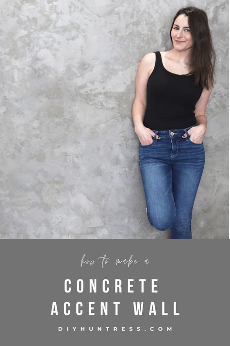 DIY Concrete Accent Wall - DIY Huntress Burnt Cement Wall, Diy Texture Accent Wall, Diy Concrete Painting, Cement Look Wall Paint, Cement Wall Ideas Living Room, Concrete Paint Wall Interior Design, Concrete Paint Ideas Wall, Cement Accent Wall Bedroom, Diy Faux Cement Wall