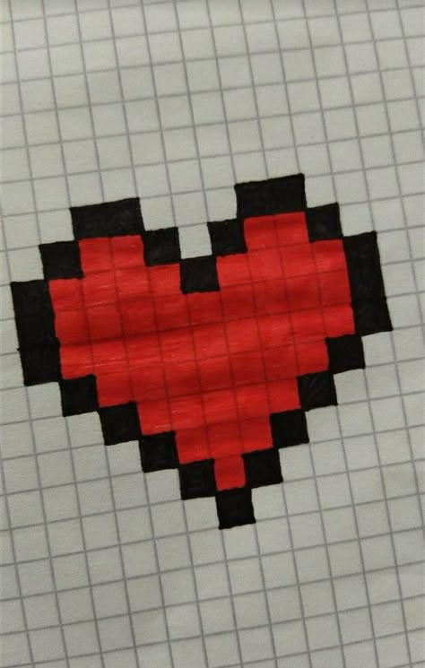 Pixel Art Coeur, Pixlr Art, Minecraft Heart, Square Drawing, Cristiano Jr, Card For Birthday, Minecraft Drawings, Pixel Heart, Easy Pixel Art