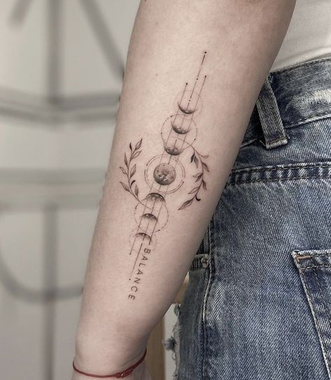 Forearm Moon Phase Tattoo, Arm Tattoos For Women Forearm, Wolf Tattoos For Women, Wrap Around Wrist Tattoos, Mandela Tattoo, Shoulder Sleeve Tattoos, Feminine Skull Tattoos, Moon Phases Tattoo, Tattoo Dotwork