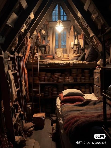 Medieval Cottage Bedroom, Dnd House Interior, Medieval Aesthetic Room, Dnd Bedroom, Medieval Branding, Fantasy Dorm Room, Mansion Attic, Medieval Living Room, Medieval Bedroom