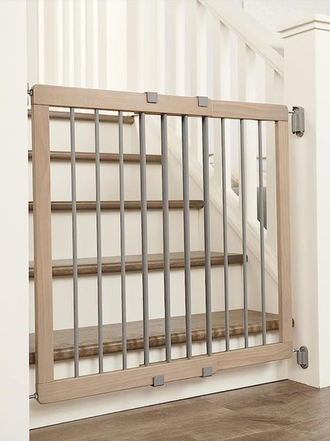 Regalo Heritage and Home Wooden Extra Wide Stairway and Hallway Walk Through Baby Safety Gate with Mounting Kit Visit the Regalo Store Wooden Baby Gate, Custom Baby Gates, Baby Gate For Stairs, Newborn Checklist, Baby Play Yard, Bedroom Coastal, Baby Proof, Stair Gate, Aesthetic Baby