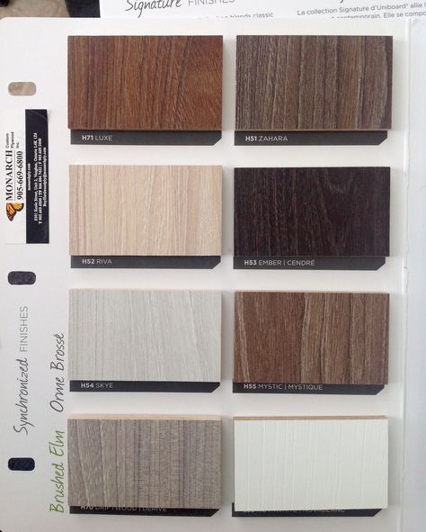 Uniboard TFLaminates. Decor Panel Products for Furniture, Cabinets, Closets, Kitchens, Bookcase, Cupboards, Doors, Desks, etc. Available at Monarch Custom Plywood Inc., T. 905.669.6800 Mdf Kitchen, Laminate Kitchen, Laminate Colours, Design Kitchen, Color Swatch, Interior Design Kitchen, Plywood, Cupboard, Laminate