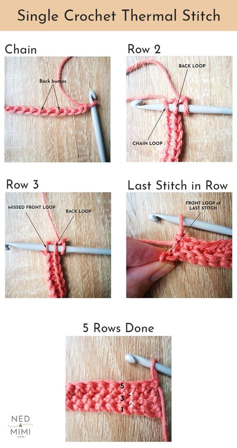 Single Crochet Thermal Stitch - A Quick Tutorial | Ned & Mimi Crochet Thermal Stitch, Thermal Stitch, Crochet Potholder Patterns, Crochet Stitches Guide, Dishcloth Crochet Pattern, Beginner Crochet Tutorial, Easy Crochet Stitches, Crochet Tips, Beginner Crochet Projects