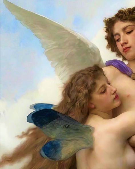 William Bouguereau, Feminine Wallpaper, Adolphe Bouguereau, Eros And Psyche, William Adolphe, Cupid And Psyche, William Adolphe Bouguereau, Aesthetic Painting, Naha