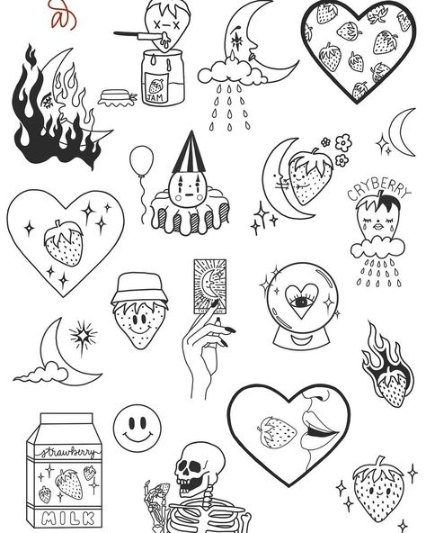 Matching Flash Art Tattoos, Easy Black Tattoo, Edgy Flash Tattoos, Friends Flash Tattoo, Free Flash Tattoo, Masculine Flash Tattoo, Leg Flash Tattoo, Set Tattoo Friends, Aesthetic Flash Tattoo