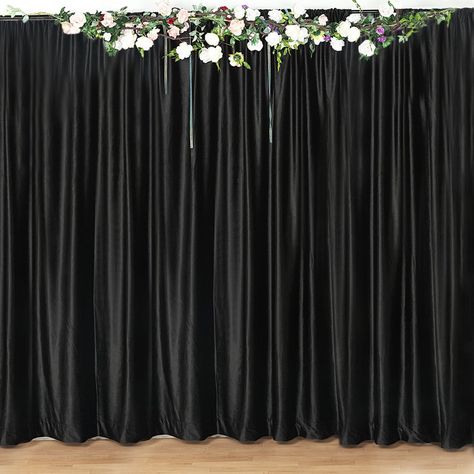 Velvet Backdrop, Black Quince, Tulle Backdrop, Black Interiors, Curtain Divider, Backdrop Curtains, Church Anniversary, Backdrop Fabric, Wedding Decorating