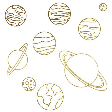 Planets Line Art, Planets Outline, Planet Line Art, Saturn Line Art, Solar System Svg Free, Planets Transparent Background, Create Custom Stickers, Design Crafts, Custom Stickers