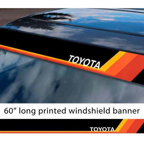 60" Toyota TEQ Logo Retro Racing v3 Sun Strip Printed Windshield Car Vinyl Sticker Decal Toyota Stickers Decals, Toyota Symbol, Windshield Stickers, Toyota Tundra Lifted, Toyota Sw4, Toyota Surf, Toyota Emblem, Windshield Banner, Cool Car Stickers