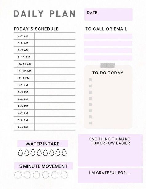 Purple daily planner (one page) blogplanner #freegoalplannerprintables #dayplannerprints📅. Purple Planner, Purple Ipad, Today's Schedule, Ipad Aesthetic, Date Today, Todo List, Daily Plan, Im Grateful, Purple Aesthetic