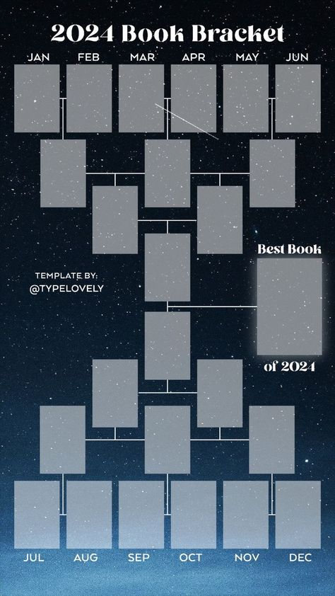 Instagram Stories Book Bracket Template for 2024 Starry Sky Theme #Reading Bracket Template 2024, 2024 Book Bracket Template, Rainbow Reading Challenge, 2024 Reading Bracket, Book Journal Stats, 2024 Book Bracket, January Books Read Template, Book Bracket Template, Book Challenge Template Reading Bracket Template 2024, 2024 Book Bracket Template, 2024 Reading Bracket, Book Journal Stats, 2024 Book Bracket, Book Bracket Template, Book Challenge Template, Tbr Prompts, Yearly Magazine