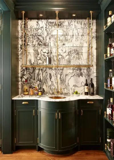 Bar and Game Room by Tom Scheerer Inc. | 1stDibs Antique Wet Bar, Green Wet Bar, Green Tile Wet Bar, Cabin Wet Bar, Jean Stoffer Wet Bar, Wet Bar Sink With Glass Rinser, Tom Scheerer, Green Bar, Build House