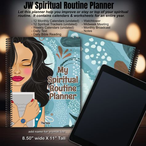 JW My Spiritual Routine Planner - blackhair Spiritual Routine, Jw Printables, Mail Writing, Jw Convention, Pioneer School, Pioneer Gifts, Daily Bible Reading, Routine Planner, Monthly Goals