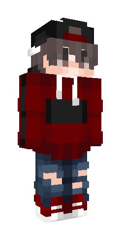 Minecraft Skins Male, Cute Human, Minecraft Skin, Minecraft Skins, Black Hat, Red Hoodie, Red Shoes, Snapback Hats, Minecraft