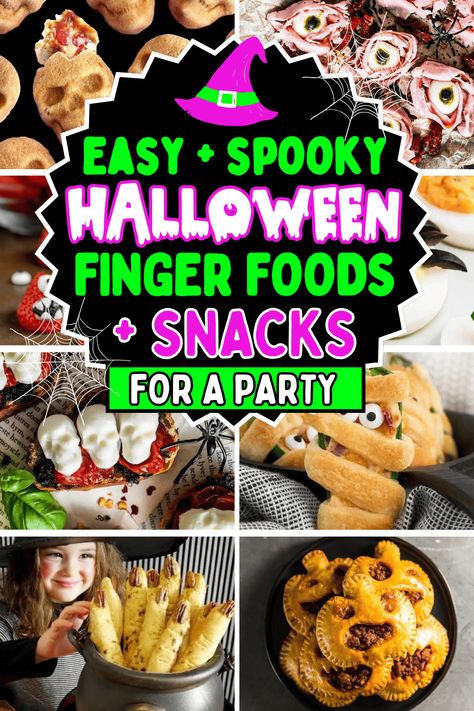 Looking for some spooky finger foods for a Halloween party? You’ll love these quick easy Halloween themed appetizers and party snacks! From savory halloween themed finger foods to cute Halloween desserts, these are the best halloween snacks for potluck parties and movie nights. Halloween party finger foods, appetizer recipes easy finger foods halloween, cheap halloween party finger foods, halloween birthday party foods, finger food halloween ideas, cute halloween party appetizers, spooky ... Snacks For Potluck, Finger Foods Halloween, Easy Halloween Finger Foods, Appetizer Recipes Easy Finger Foods, Halloween Party Finger Foods, Cute Halloween Desserts, Finger Foods Appetizer Recipes, Birthday Party Foods, Halloween Potluck Recipes