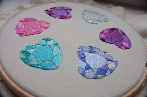 be still my crystal heart  wip. hand embroidered gems. Crystal Embroidery Designs, Stitch Things, Hand Embroidered Jewelry, House Hacks, Embroidery Tips, Crystal Embroidery, Hand Crafts, Bead Embroidery Patterns, Sewing Embroidery Designs