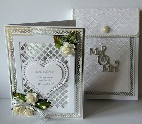 Handmade Wedding Cards, Lattice Cards, Stamps By Chloe, Cards Anniversary, Wedding Shower Cards, Anniversary Cards Handmade, Wedding Day Cards, Sue Wilson, Wedding Cards Handmade