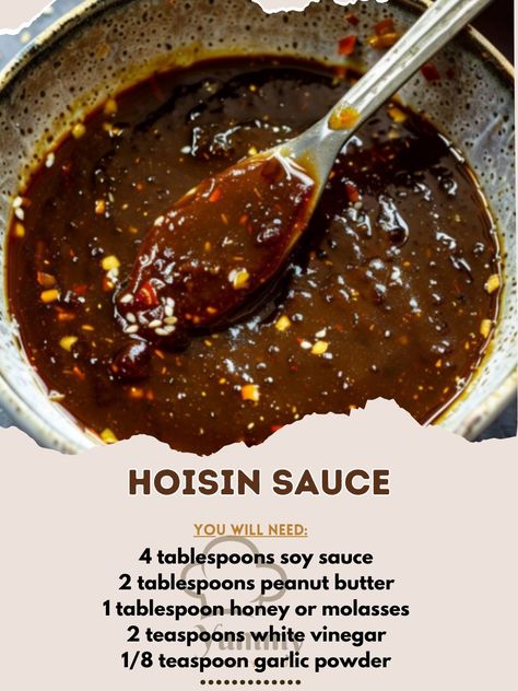 Diy Hoisin Sauce, Homemade Hoisin Sauce Recipe, Hoisin Sauce Recipe, Homemade Hoisin Sauce, Homemade Soy Sauce, Asian Sauce Recipes, Tahini Sauce Recipe, Chinese Five Spice, Recipes With Soy Sauce